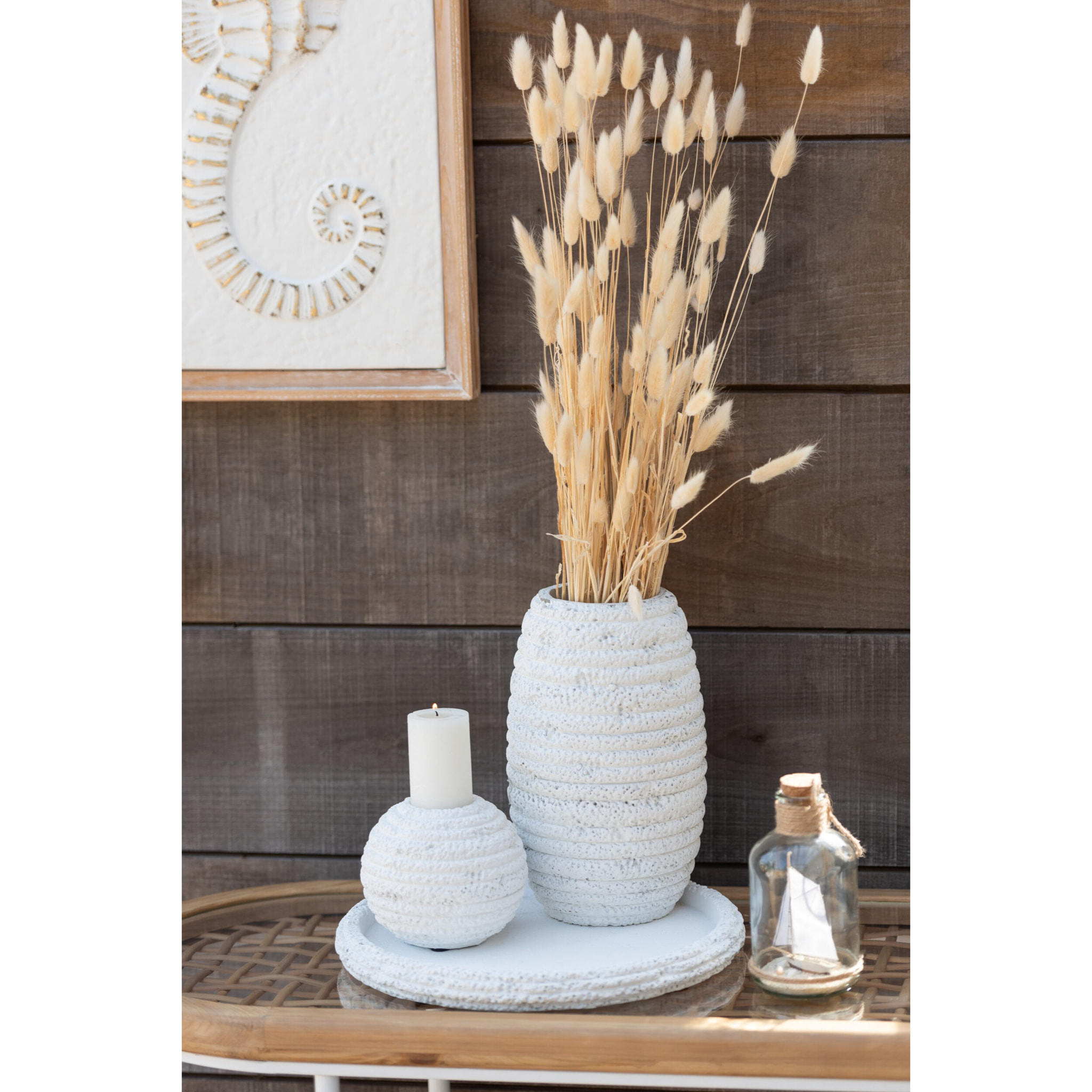 J-Line chandelier Creta Rond - ciment - blanc - large