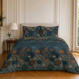 Parure housse de couette 100% microfibre motif floral - FLOWER NIGHT
