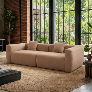 Canapé compressé 4 places en tissu effet laine texturée taupe JUMBO
