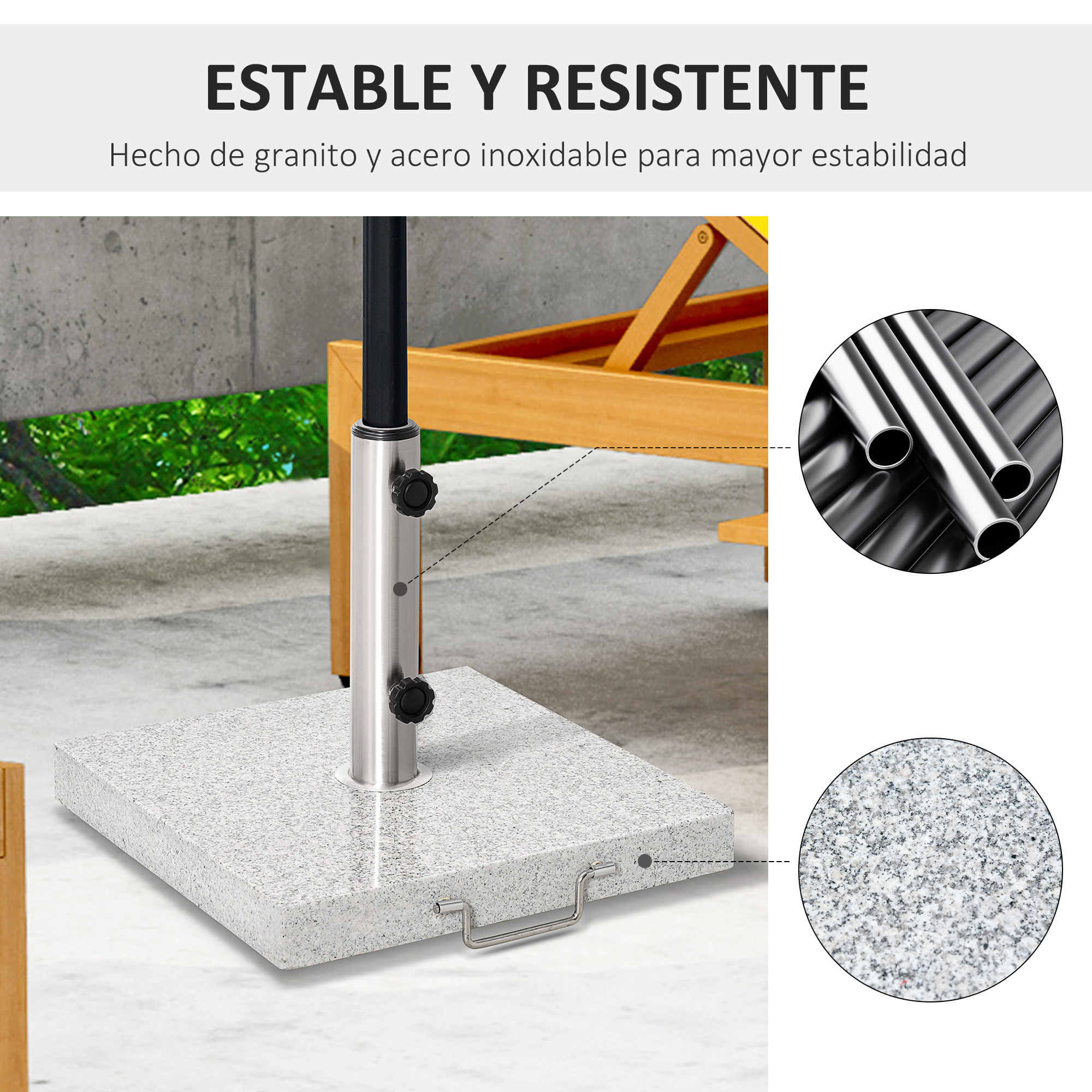 Base Sombrilla Universal con Dos Ruedas 42x42x36cm Gris