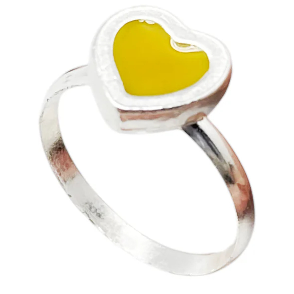 Conjunto Colors Corazón Pulsera y anillo plata 10µ Mostaza