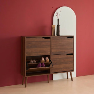 Meuble à chaussures décor bois 4 abattants NEPAL