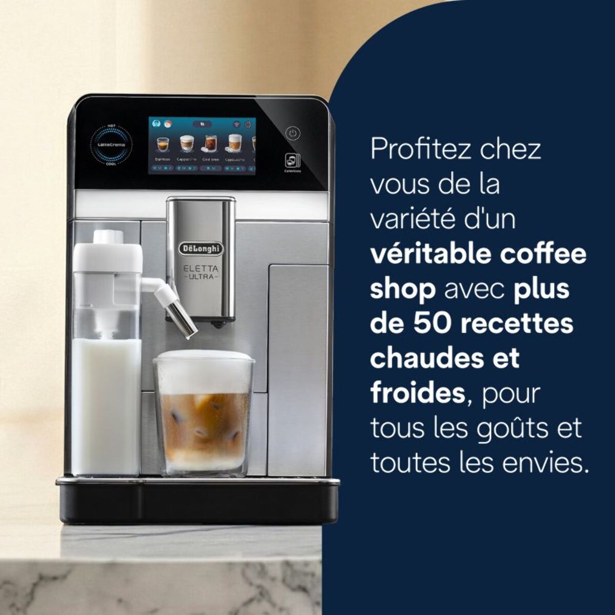 Expresso Broyeur DELONGHI Eletta Ultra ECAM470.85.MB Technologie Silent