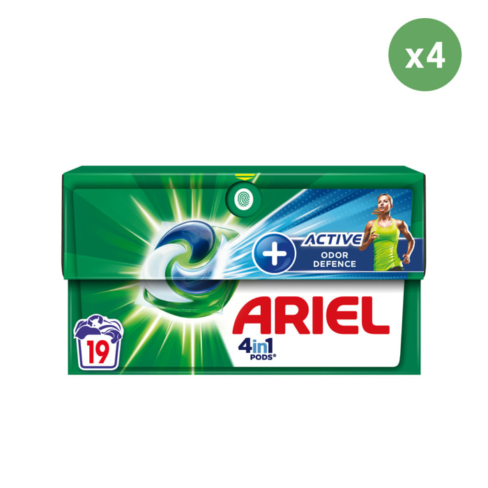 4x19 Pods+ Active, Lessive En Capsules Ariel