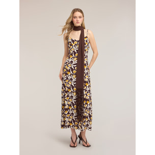 Motivi - Vestido largo de viscosa con estampado - Marrón