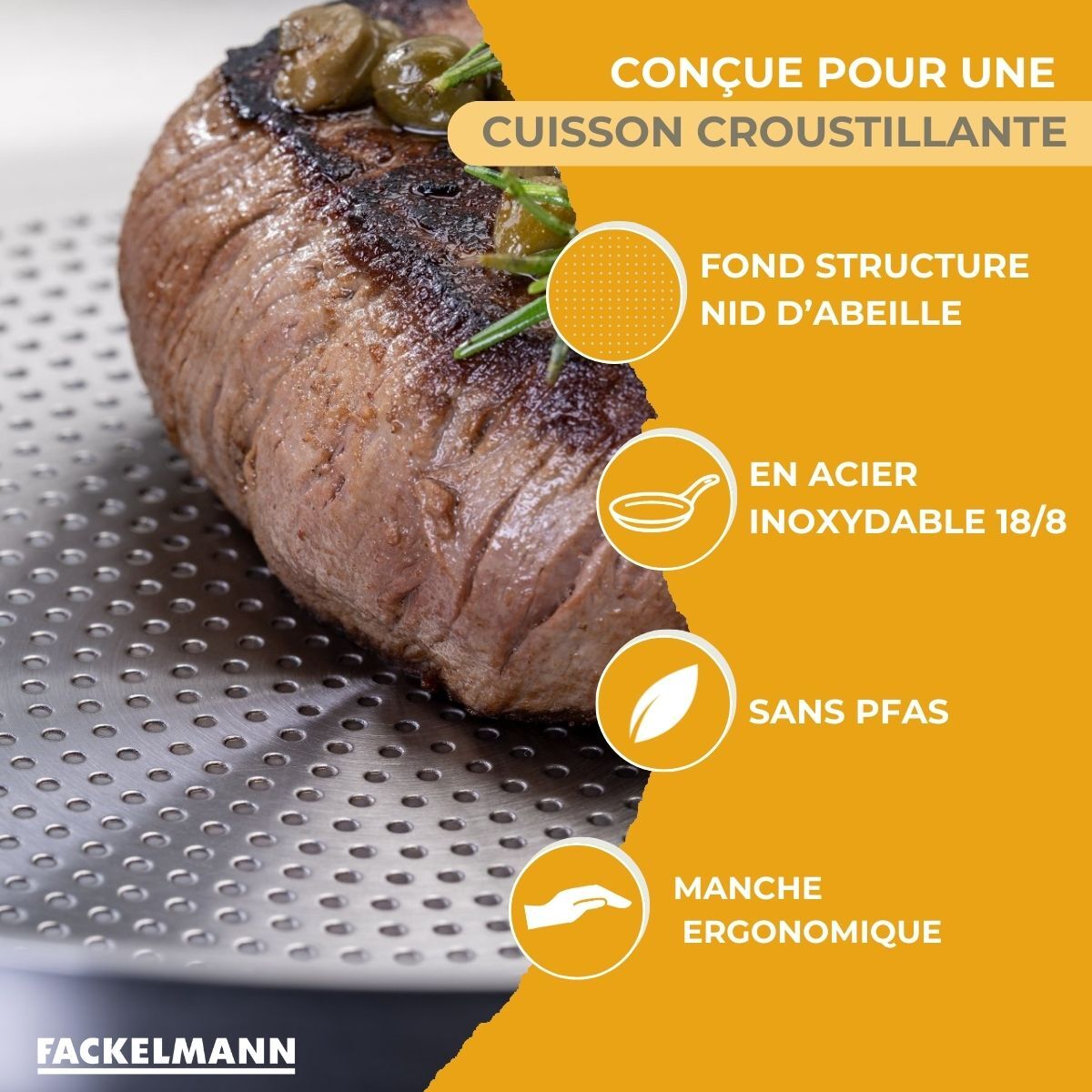 Poêle en inox 18/8 Fackelmann Ovalgriff