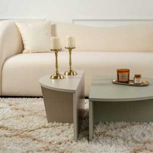 Table basse moderne vert sauge & beige - 2 hauteurs MARFA