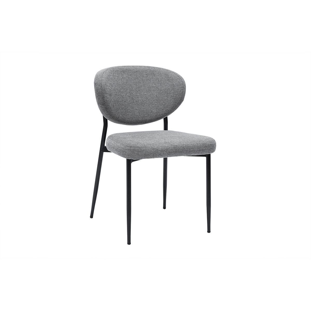 Chaises en tissu effet velours texturé gris et métal noir (lot de 2) BREKA