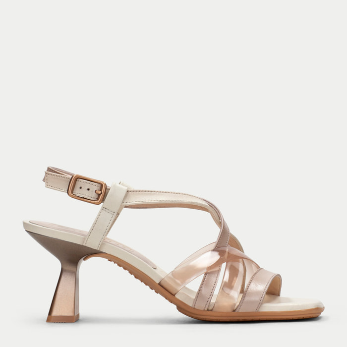Sandalia Tacon Danielle Piedra crema 6 cm