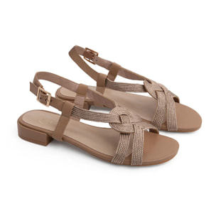 Sandalo con fascette a incrocio glow - KHAKI