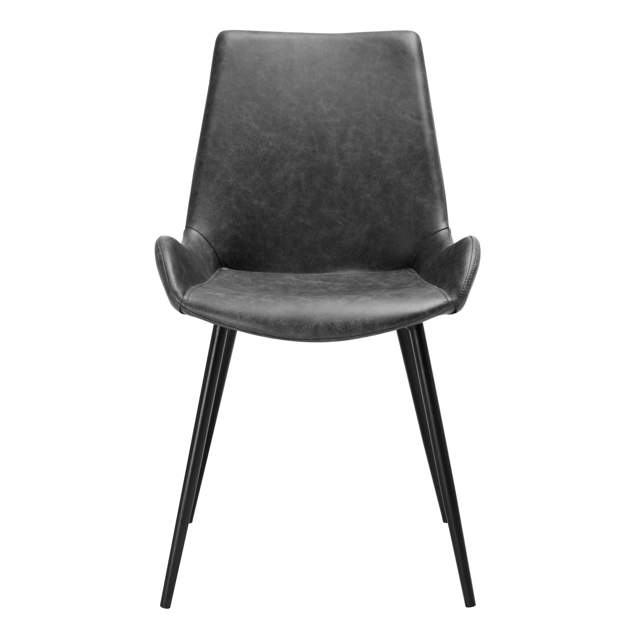 Lot de 2 chaises en cuir synthétique gris foncé - Austin