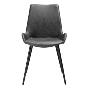 Lot de 2 chaises en cuir synthétique gris foncé - Austin