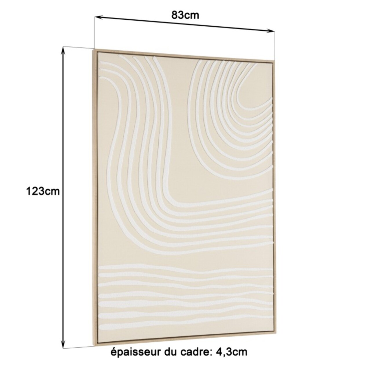 HOMER - Décoration murale C - 83x123cm lignes abstraites, cadre naturel
