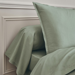 Parure de lit Housse de couette + Taies rectangles en percale de coton, PREMIÈRE, Vert forêt