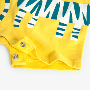 Pelele corto recién nacido, algodón estampado, amarillo