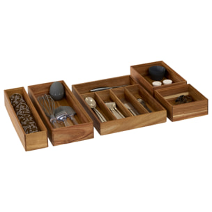 Organisateur de tiroir en bois - Marron Foncé