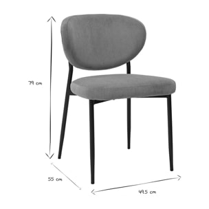 Chaises en tissu velours côtelé jaune curry et métal noir (lot de 2) BREKA