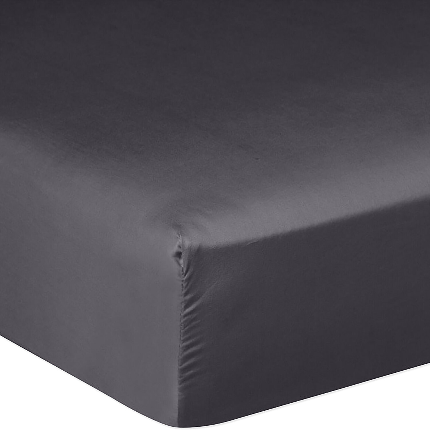 Drap housse - bonnet:30cm 100% satin de coton lavé 105 fils gris fonce