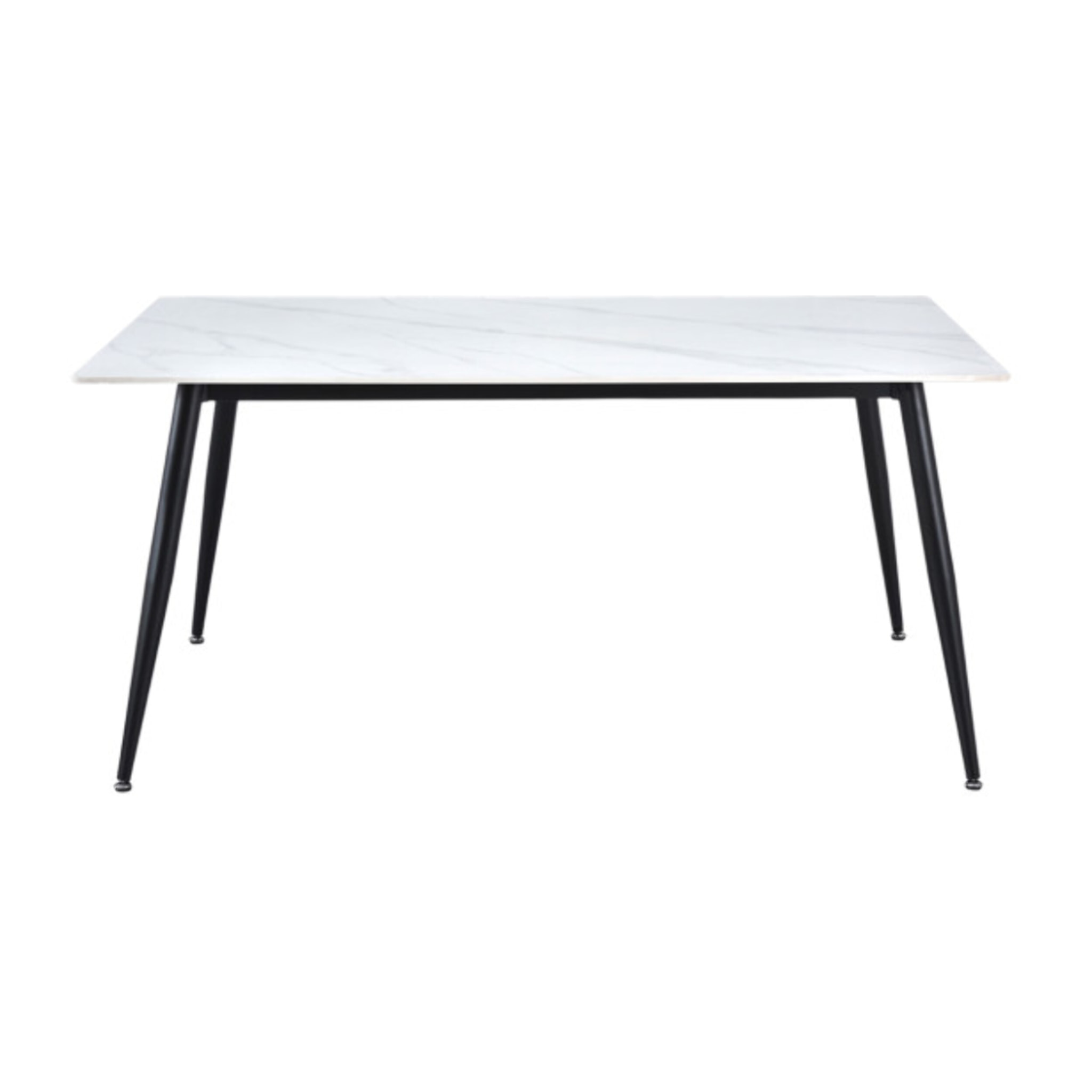 Table de repas 180 cm céramique marbré pieds évasés métal - STONE 2