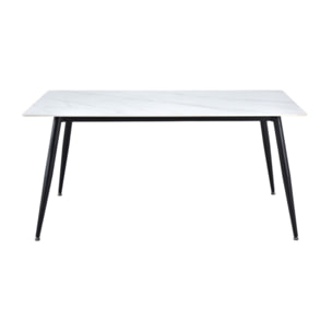 Table de repas 180 cm céramique marbré pieds évasés métal - STONE 2