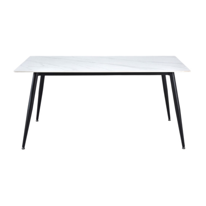 Table de repas 180 cm céramique marbré pieds évasés métal - STONE 2