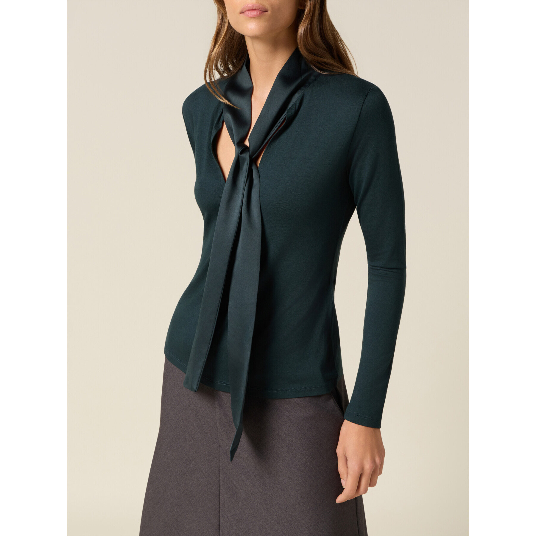 Oltre - T-shirt con fusciacca in raso - Verde