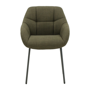 Set di 2 poltroncine SMICHOV in tessuto verde scuro e gambe in metallo nero, con braccioli
