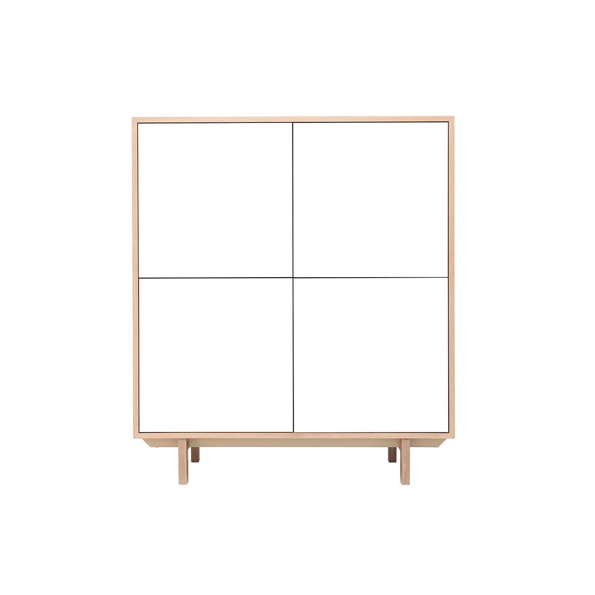 Buffet haut scandinave bois et blanc  4 portes L110 cm SID