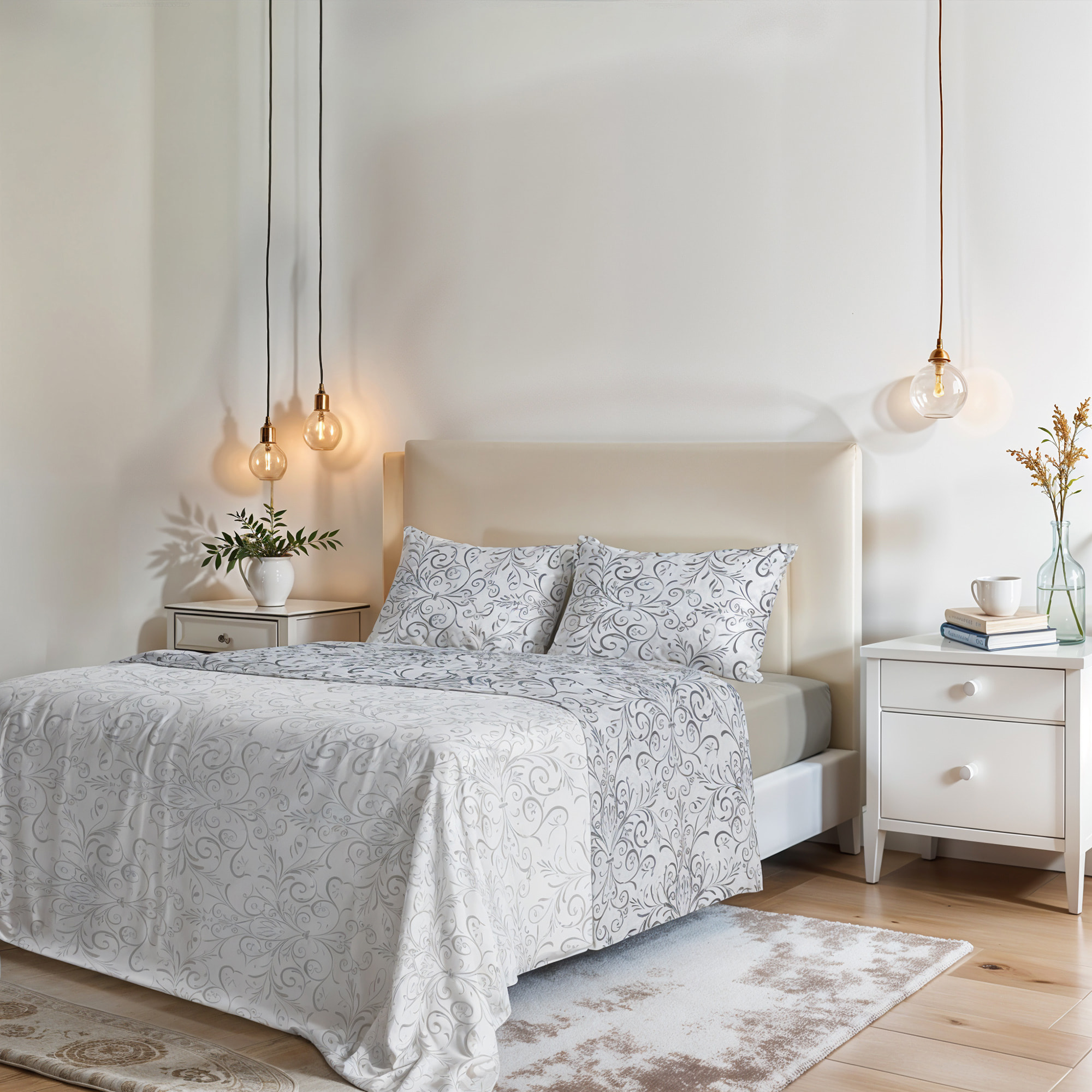 COMPLETO LETTO FANTASY, 100% Microfibra - ORNATO GRIGIO