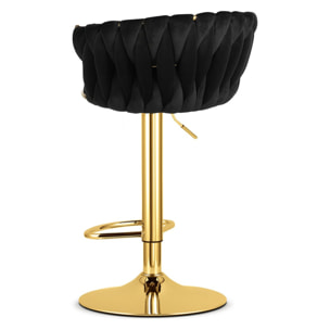 Sgabello bar MIG in velluto nero con base dorata