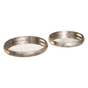 Lot de 2 plateaux ronds Zora argent vieilli
