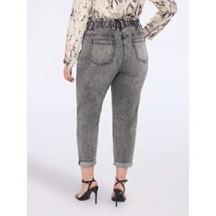 Fiorella Rubino - Jeans balloon efecto usado con aplicaciones luminosas - Gris
