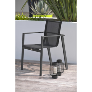 ALU-MIAMI - Fauteuil de jardin empilable en aluminium gris anthracite