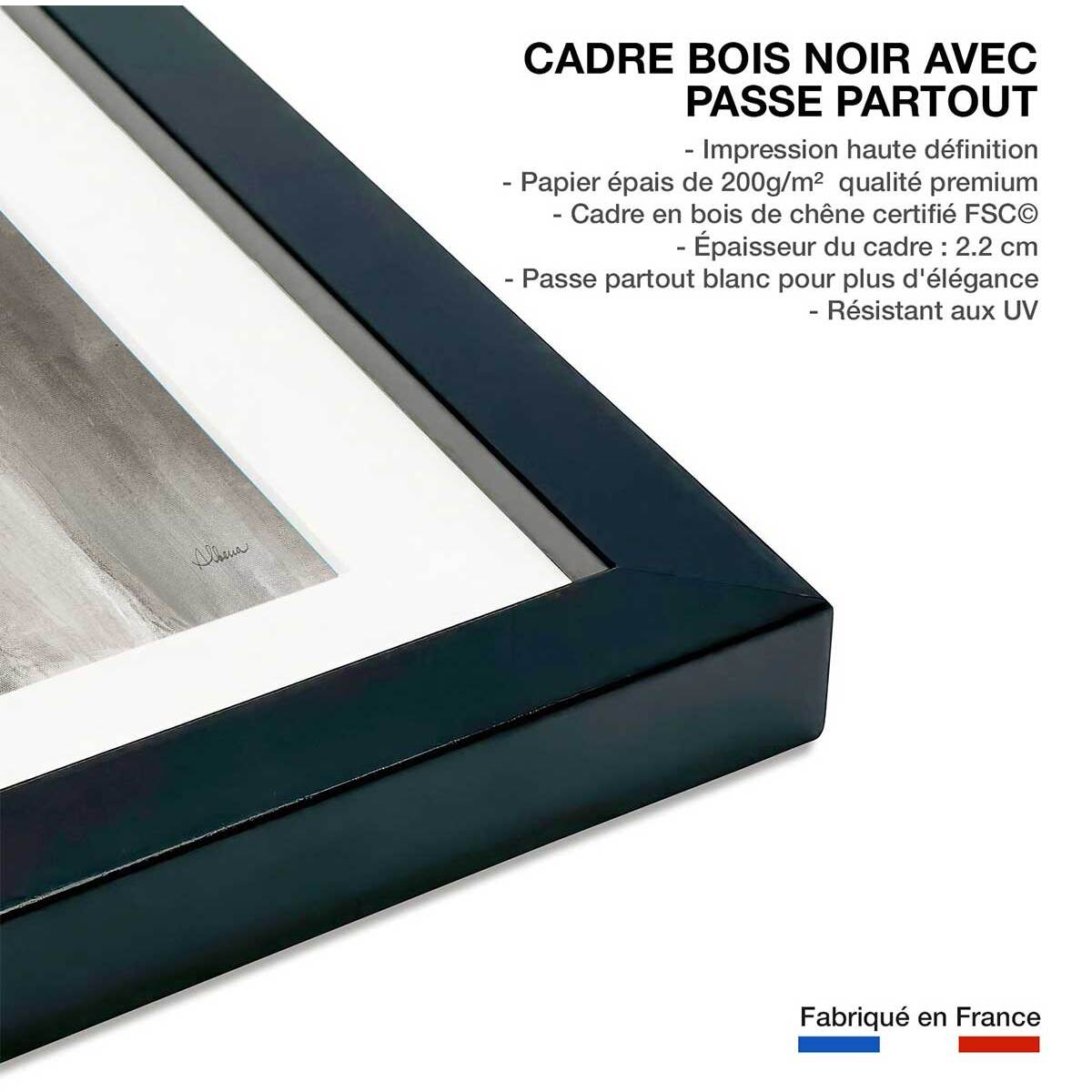Affiche Cheval blanc aquarelle Affiche sous cadre noir