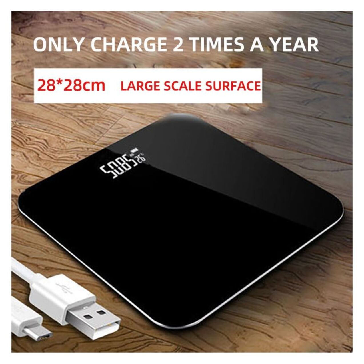 Balance Corporelle rechargeable et thermometre d'ambiance Herzberg HG04272