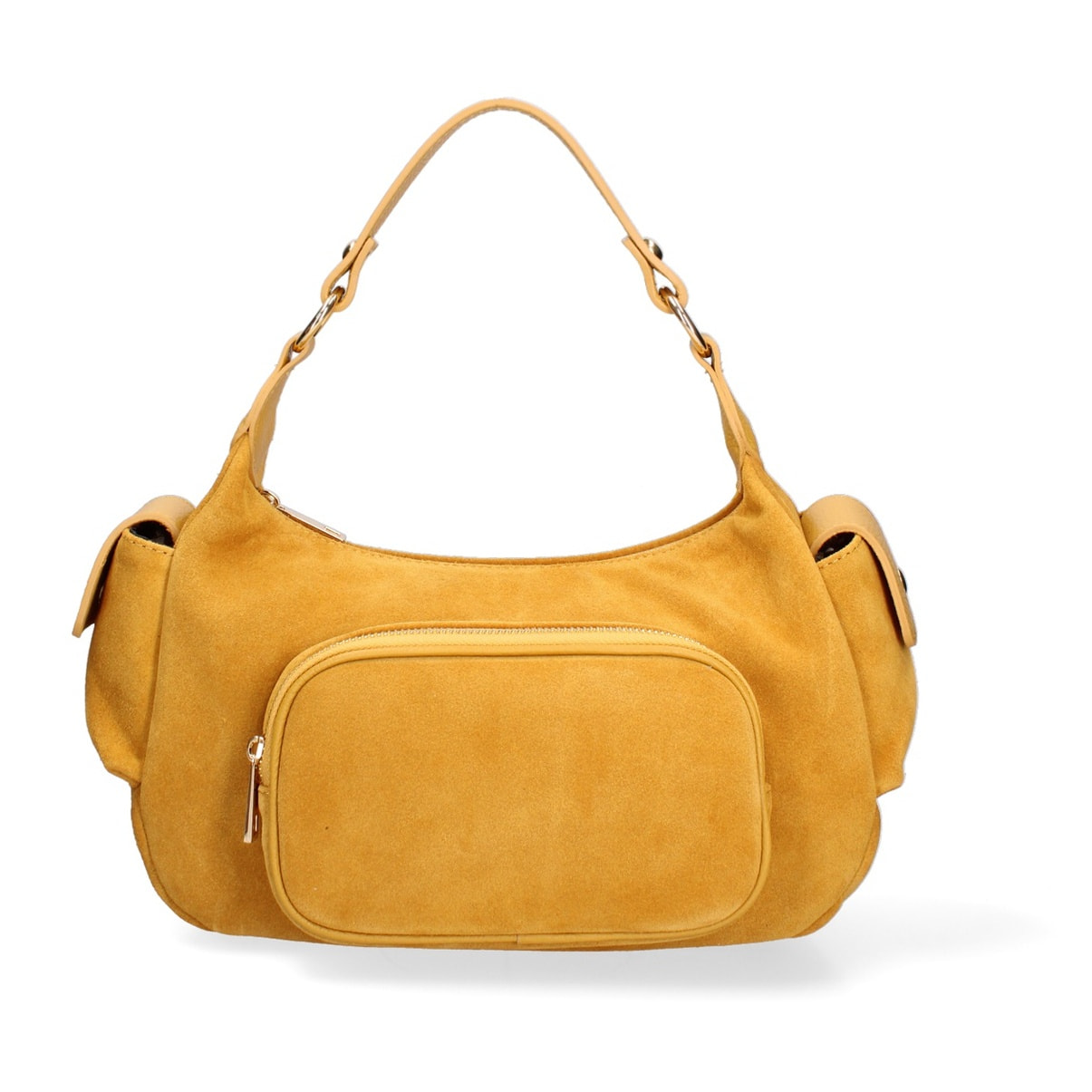 Borsa a spalla da donna Made in Italy - Modello Ardena - Pelle scamosciata - 30.0 x 17.0 x 12.0 cm