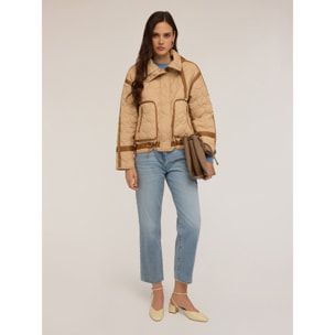 Motivi - Giacca trapuntata con profili in gros grain - Beige
