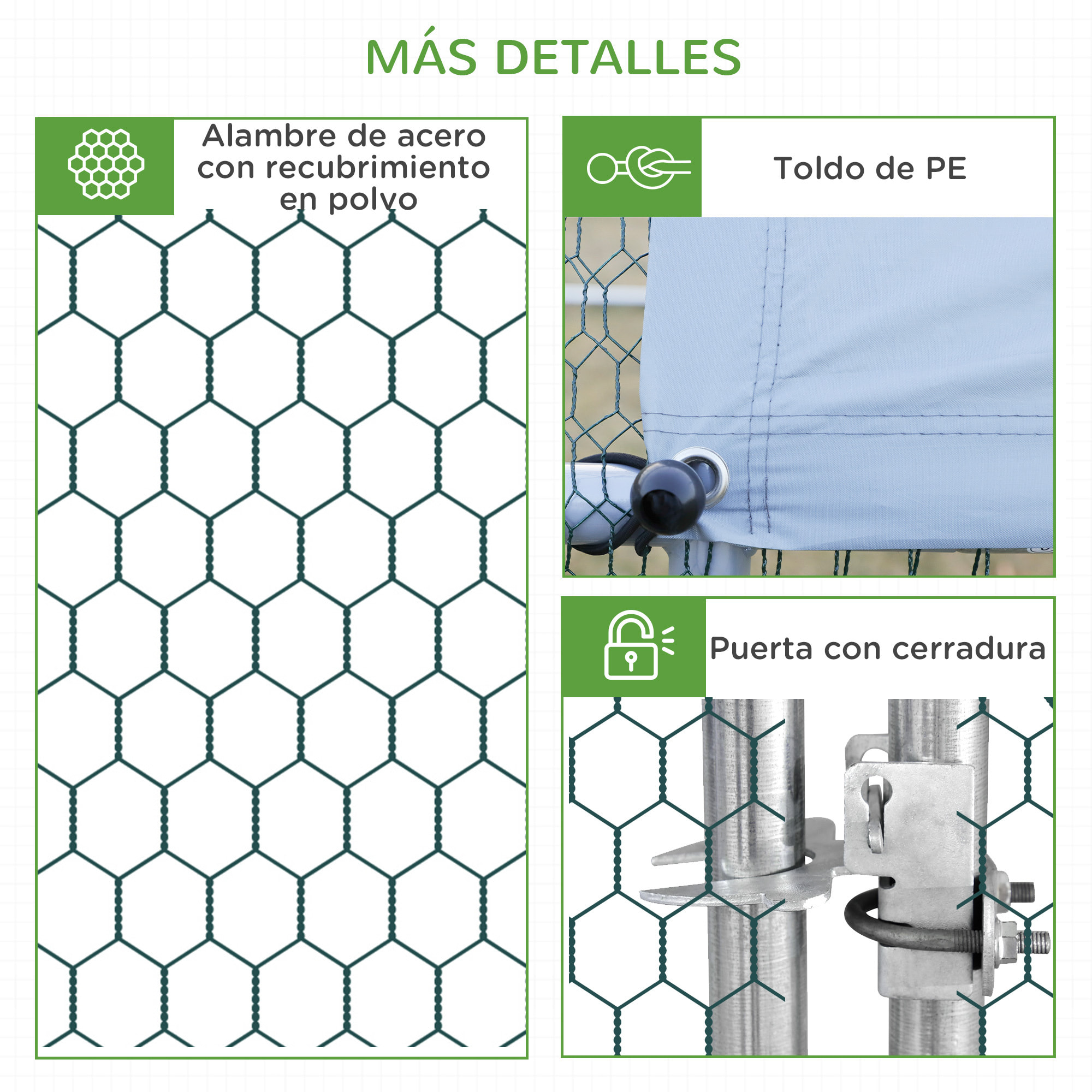 Gallinero de Exterior Grande 3x4x2 m Jaula para 8-12 Gallinas Cercado de Acero Galvanizado con Techo de PE y Cerradura para Conejos Aves de Corral Plata