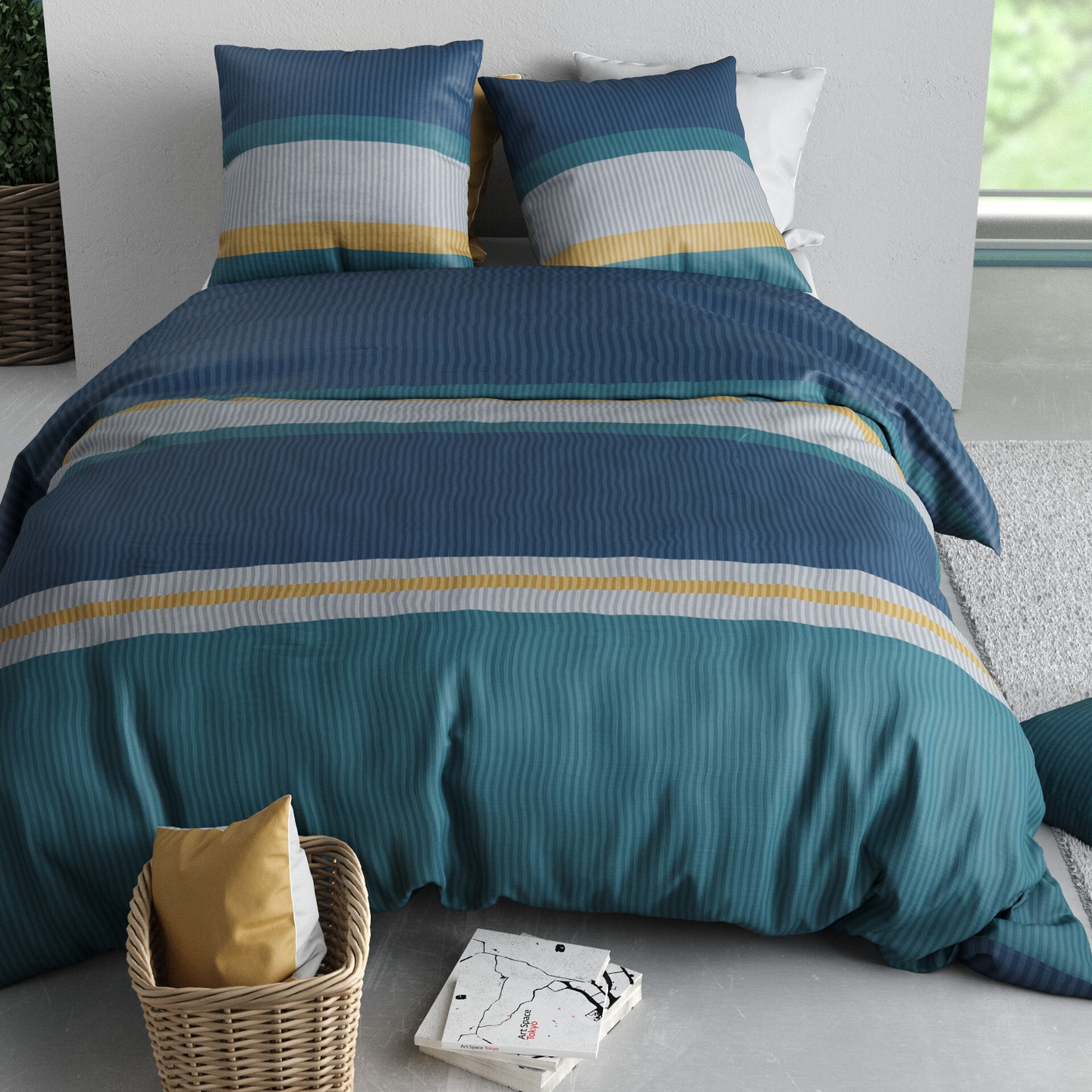 Parure Housse De Couette 3pcs 100% Coton 57 Fils OSCAR