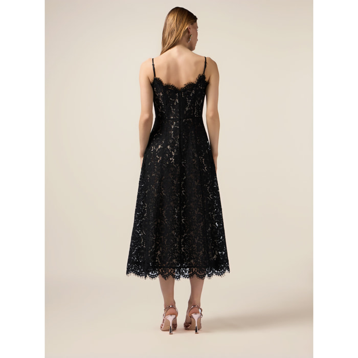 Oltre - Vestido midi de encaje - Negro