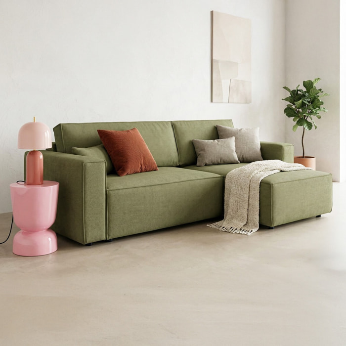 Canapé d'angle convertible 4 places en tissu chenille - LIVIA