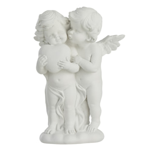 J-Line Figurine d'ange, Design d'ange symbolique d'amour et de protection, Décoration polyvalente pour la maison ou les espaces spirituels, Statue blanche élégante en polyrésine, 16x10x23cm