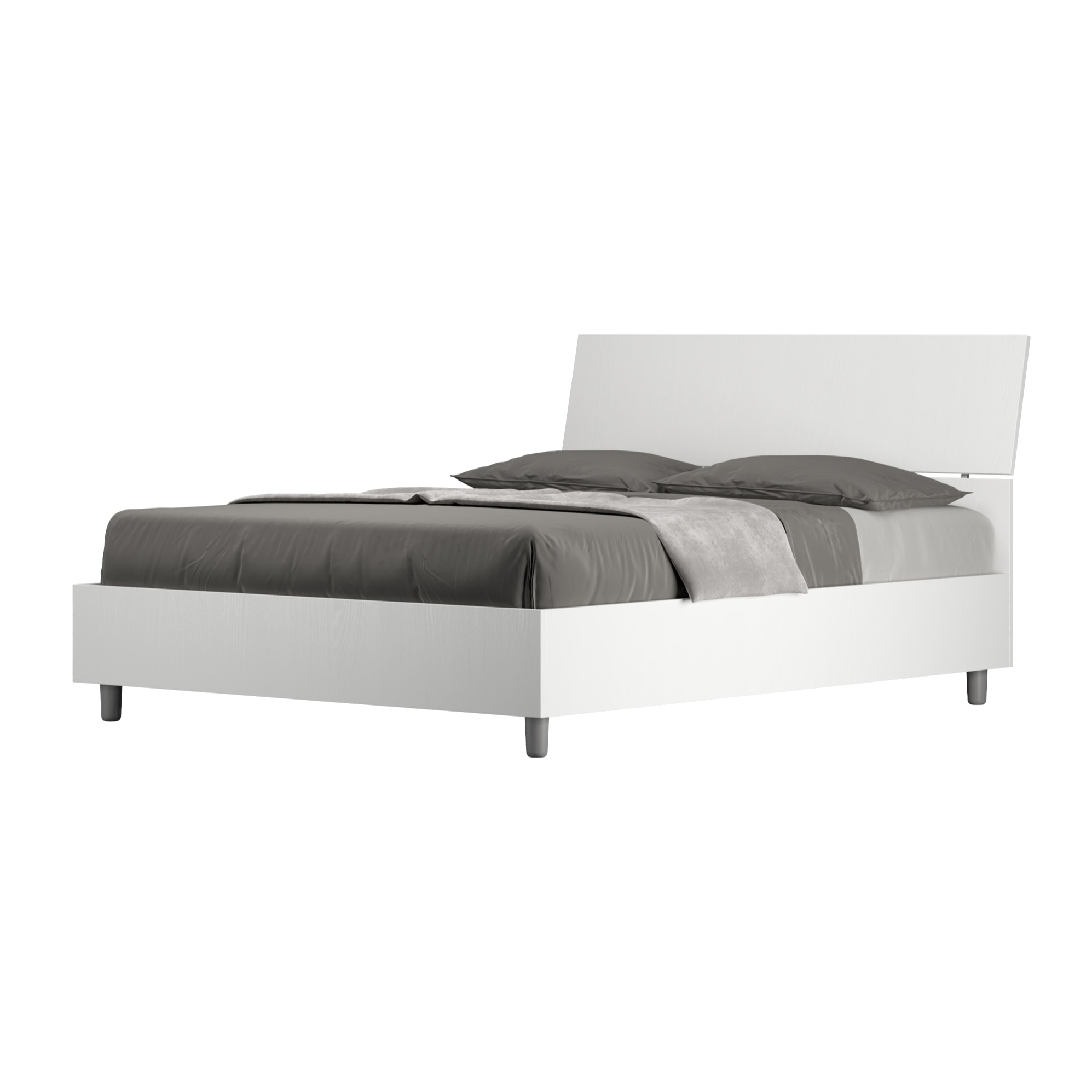 Letto matrimoniale francese con rete 140x190 testata inclinata bianco frassino Demas