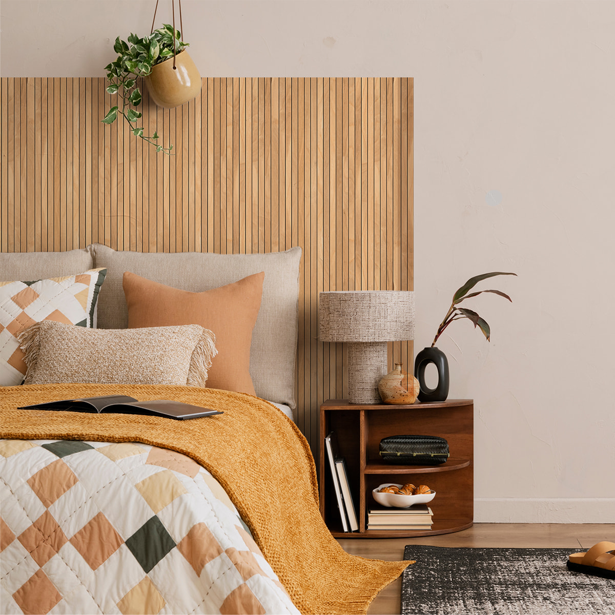 Rouleau revêtement adhésif vinyle au mètre - Sticker mural tête de lit - BOIS SCANDINAVE