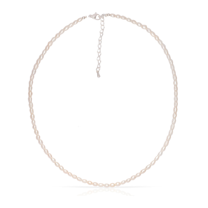 Pax Collar de perlas naturales con diseño gota de agua y cierre de mosquetón.