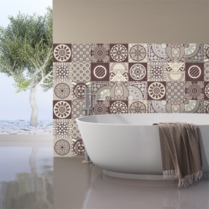 Stickers muraux - Sticker Mural Carrelage adhésif Cuisine Salle de Bain - 15 STICKERS CARREAUX DE CIMENT MENDOZA