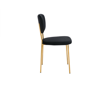 Chaises design en tissu velours noir et métal doré (lot de 2) LEPIDUS