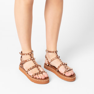 Sandalias planas mujer marrones