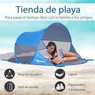 Tienda de Playa Plegable Carpa de Playa Automático para 1-2 Personas con 1 Puerta 2 Ventanas y Bolsa de Transporte para Parque Camping 200x120x90 cm Azul