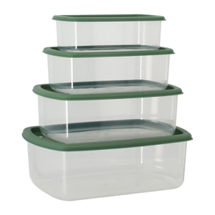 Lot de 4 boîtes de conservation en plastique vert